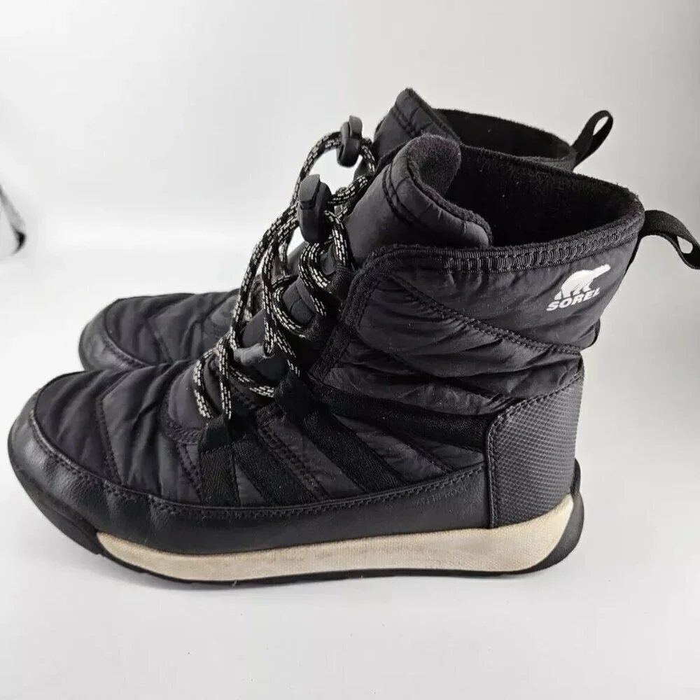 Sorel Whitney II Black Leather Waterproof Winter Boot Women 5 US